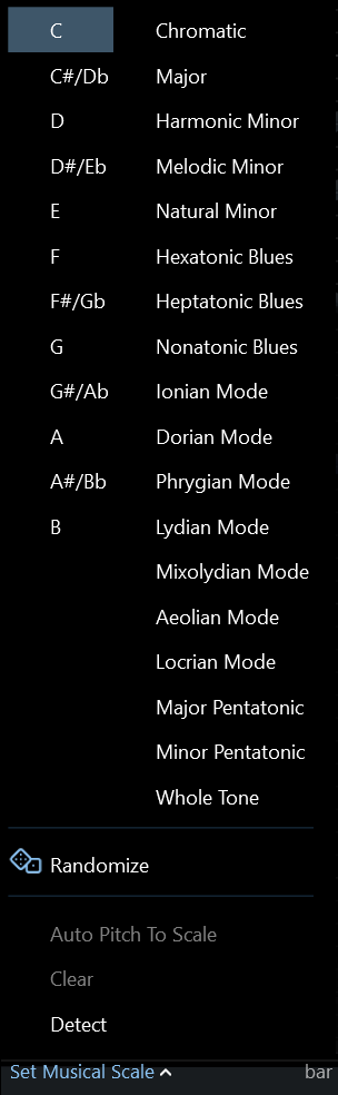 Changing a song's musical scale